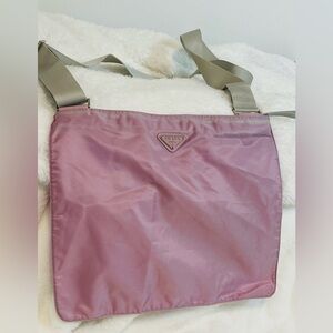 Prada Authentic Dusty Lilac Nylon Crossbody Bag with Adjustable Strap